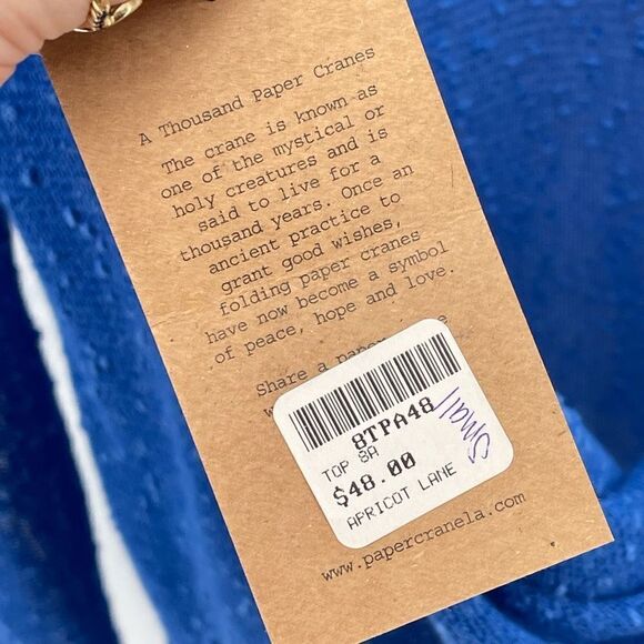 Paper Crane Womens Long Sleeeve Blouse Top Sheer Open Back Stretch Blue Small - Picture 4 of 9